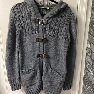 - Esprit wool knitted sweater cardigan with leather belts
